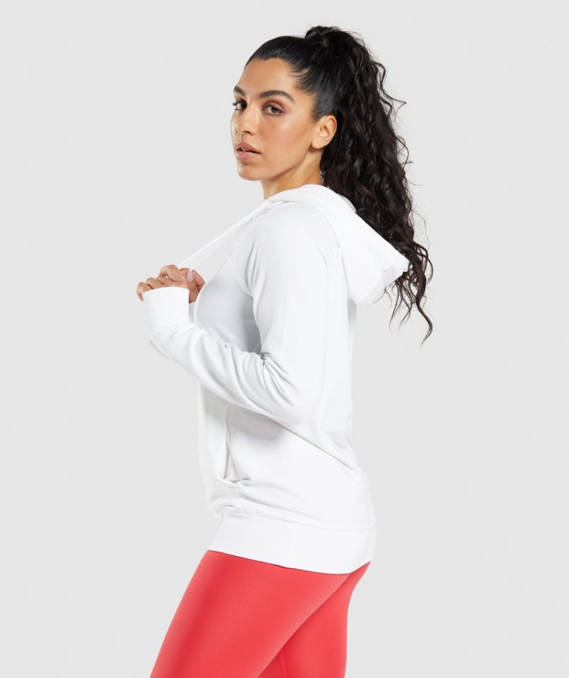 Bluzy Z Kapturem Gymshark Treningowe Damskie Białe | PL 205IST